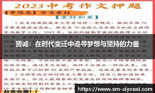 贾诚:在时代变迁中追寻梦想与坚持的力量